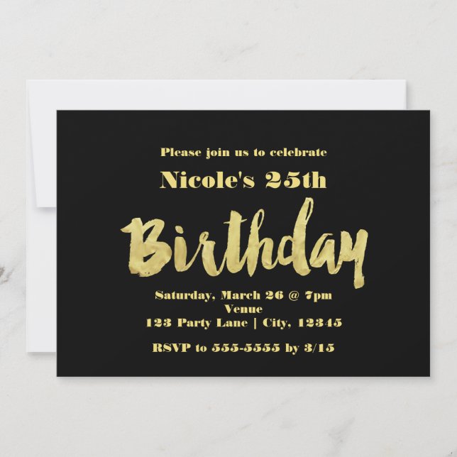 Cartes d'invitation de fête d'anniversaire typogra (Devant)