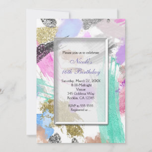 Cartes d'invitation de fête de beauté colorées mod