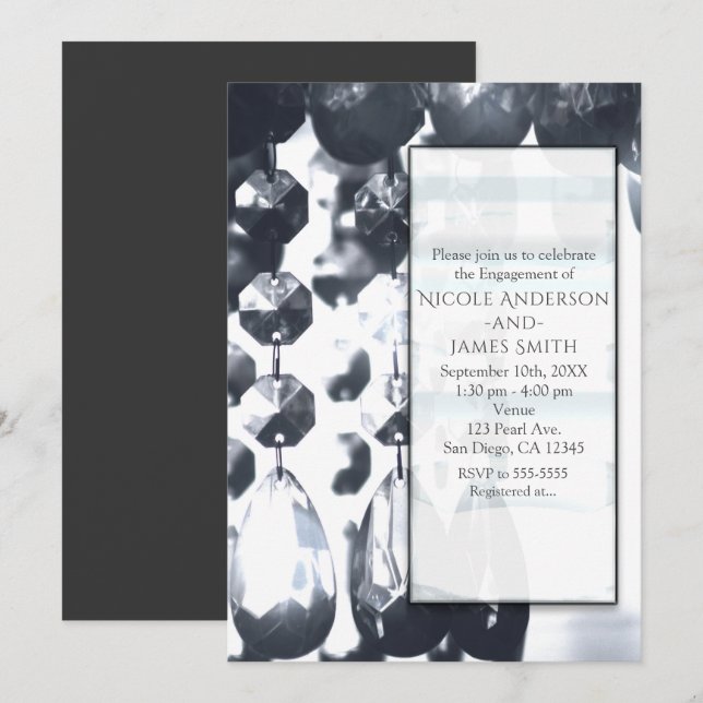 Cartes d'invitation de fête de fiançailles glamour (Devant / Derrière)