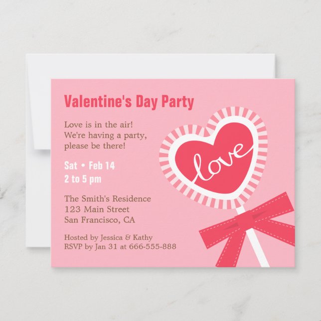 Cartes d'invitation de fête de la Saint-Valentin e (Devant)