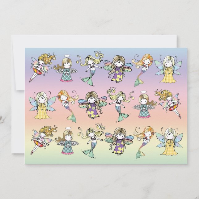 Cartes d'invitation de fête de licorne de fée mign (Devant)