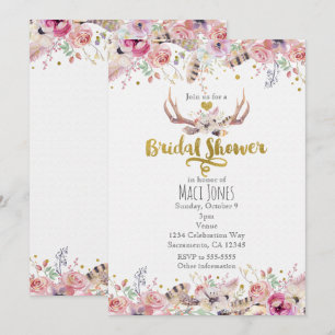 Cartes d'invitation de Fête de Mariage Fleurs & Bo