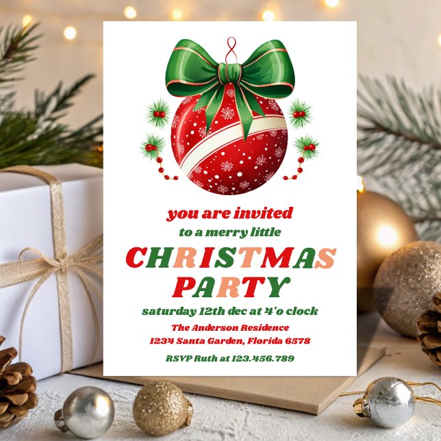 Cartes d'invitation de fête de Noël rétro modifiab (Créateur téléchargé)
