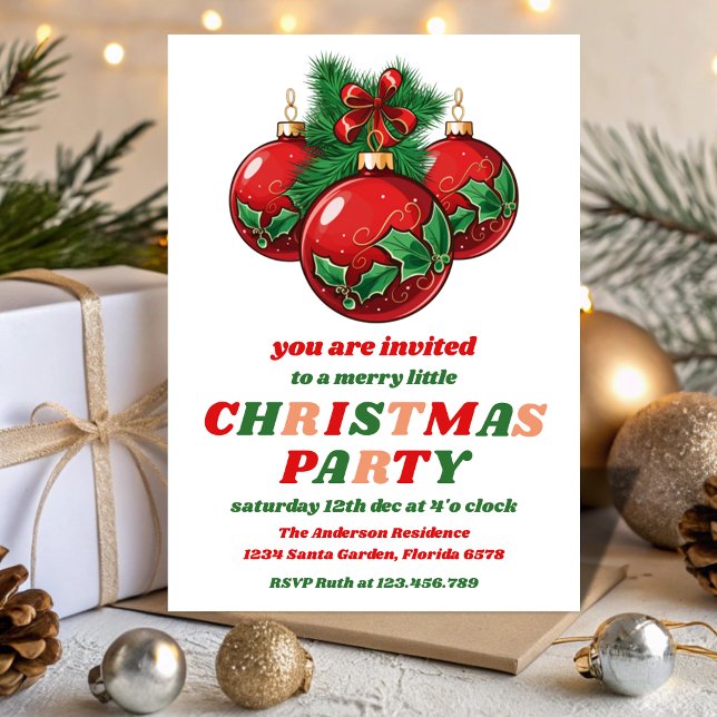 Cartes d'invitation de fête de Noël rétro modifiab (Créateur téléchargé)