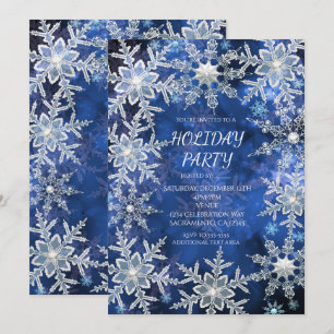 Cartes d'invitation de fête de vacances bleues de 