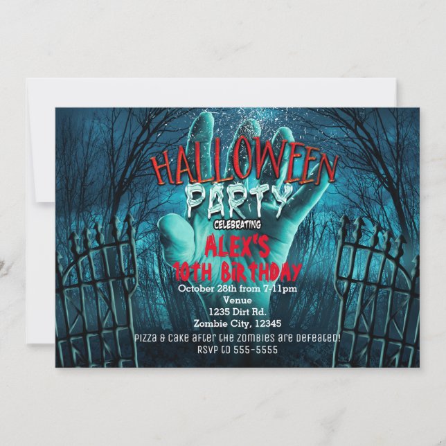 Cartes d'invitation de fête déguisée Halloween ave (Devant)