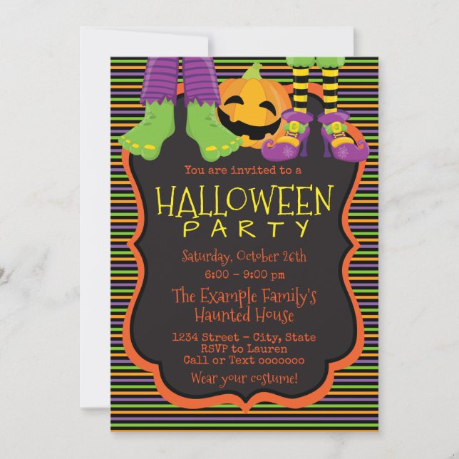 Cartes d'invitation de fête d'Halloween mignonnes  (Devant)