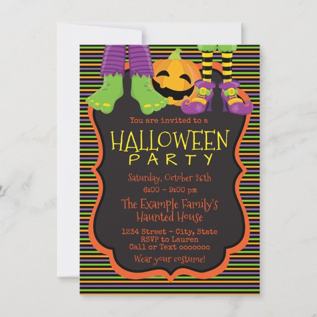 Cartes d'invitation de fête d'Halloween mignonnes  (Devant)