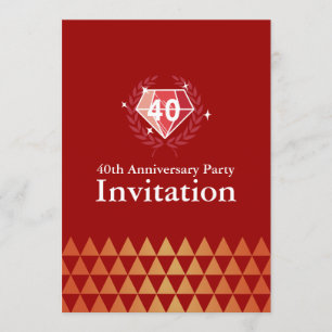 Cartes d'invitation de fête du 40e anniversaire de