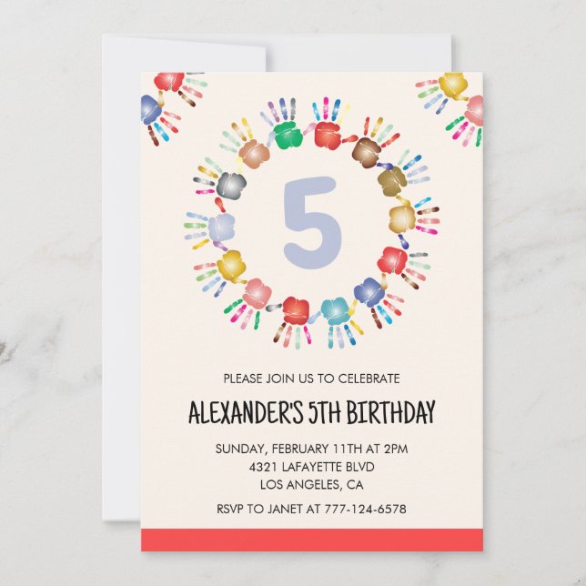 Cartes d'invitation de fête en couleur enfants pri (Devant)