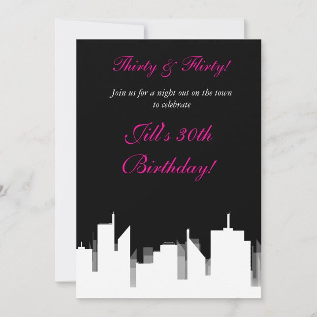 Cartes d'invitation de fête en noir et blanc pour  (Devant)