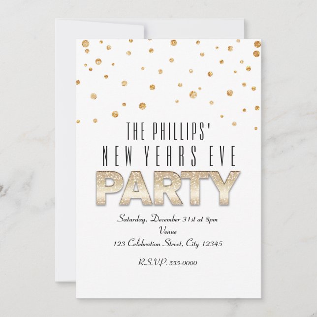 Cartes d'invitation de FÊTE modernes avec paillett (Devant)