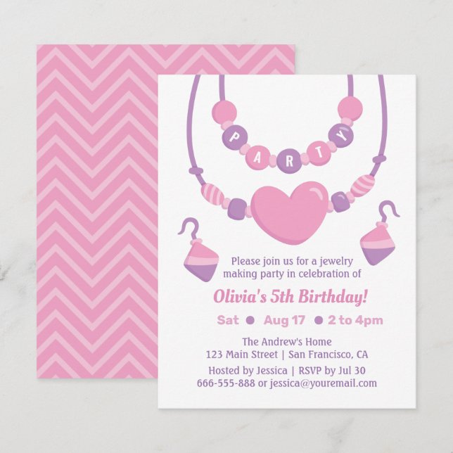 Cartes d'invitation de fête pour filles de fabrica (Devant / Derrière)