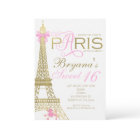 Cartes d'invitation de fête rose et or élégantes e