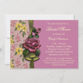 Cartes d'invitation de fiançailles aux roses rouge