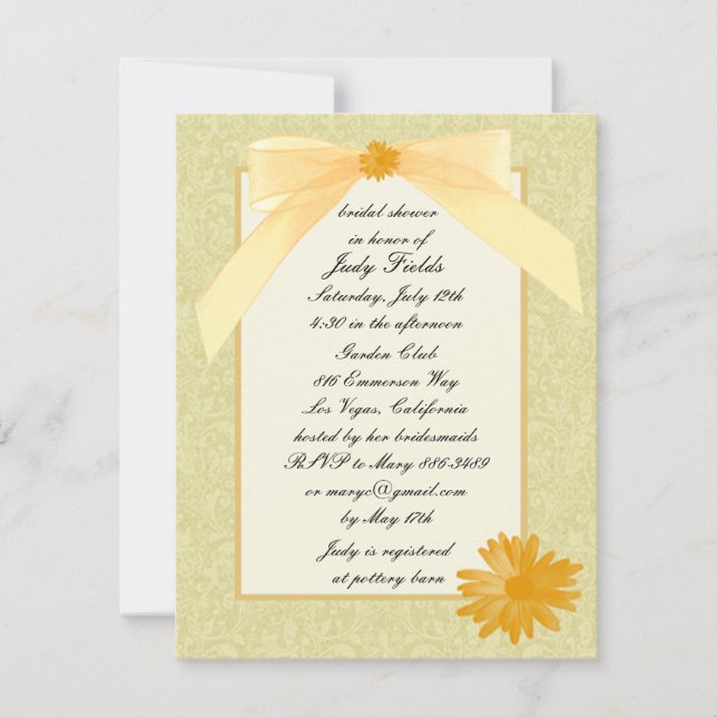 Cartes d'invitation de fiançailles Fleur Jaune (Devant)