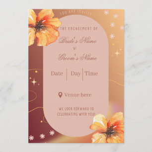 Cartes d'invitation de fiançailles florales élégan