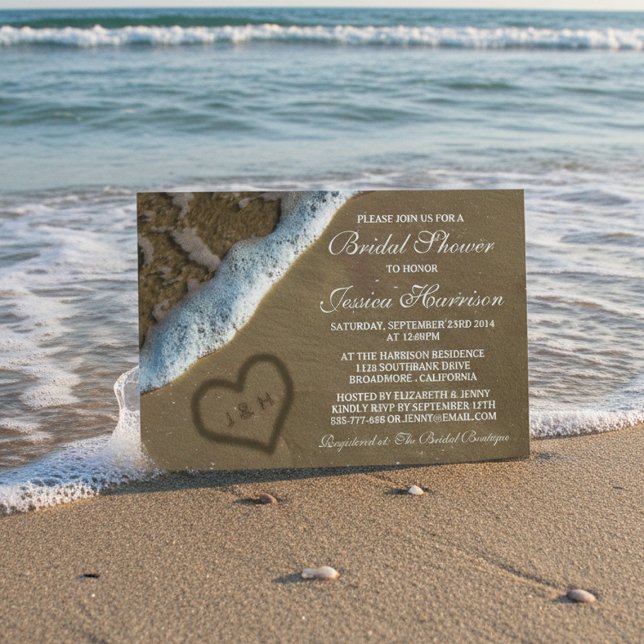 Cartes d'invitation de fiançailles plage Coeur Dan (Créateur téléchargé)