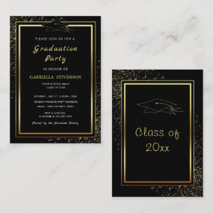 Cartes d'invitation de fin d'études au Glitter Or