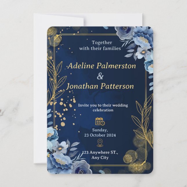 Cartes d'invitation de luxe pour mariage (Devant)