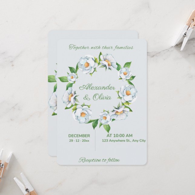 Cartes d'invitation de mariage (Devant/Arrière en situation)