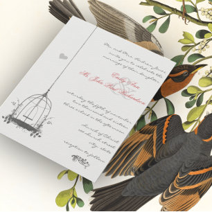 Cartes d'invitation de mariage à cage d'oiseau vin