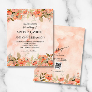 Cartes d'invitation de mariage à code QR floral aq