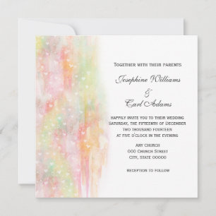Cartes d'invitation de mariage à coeurs aquarelle 