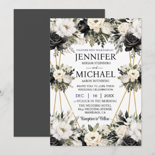 Cartes d'invitation de mariage à fleurs florales n