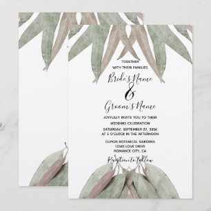 Cartes d'invitation de mariage à la feuille d'euca