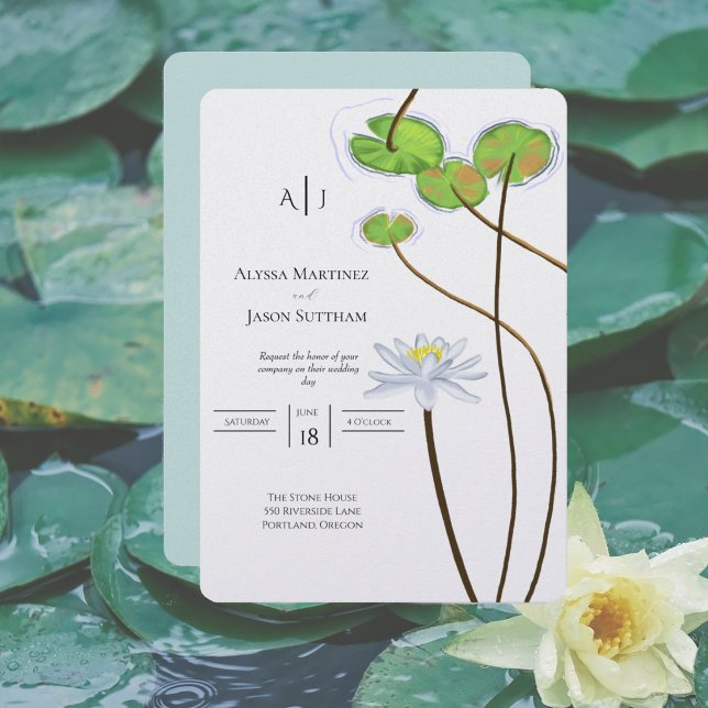Cartes d'invitation de mariage à la fleur de lotus (Créateur téléchargé)