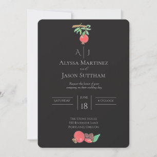 Cartes d'invitation de mariage à la grenade peinte