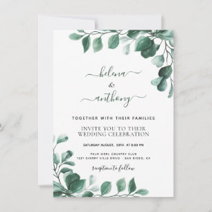 Cartes d'invitation de mariage à la verdure d'euca