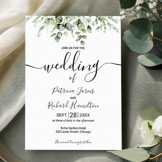 Cartes d'invitation de mariage à la verdure élégan