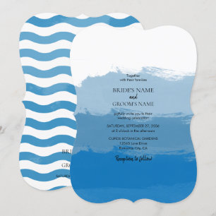 Cartes d'invitation de mariage à l'aquarelle bleu 