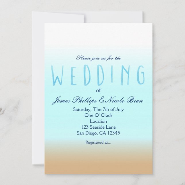 Cartes d'invitation de mariage à l'aquarelle éléga (Devant)
