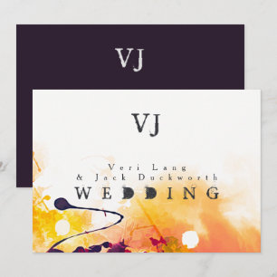 Cartes d'invitation de mariage à l'aquarelle orang
