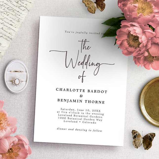 Cartes d'invitation de mariage à l'écriture minima (Créateur téléchargé)