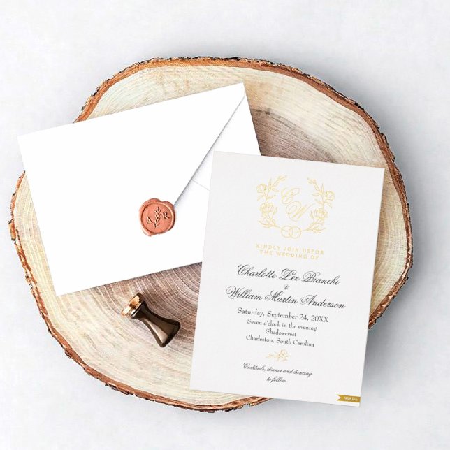 Cartes d'invitation de mariage à monogramme floral (Créateur téléchargé)