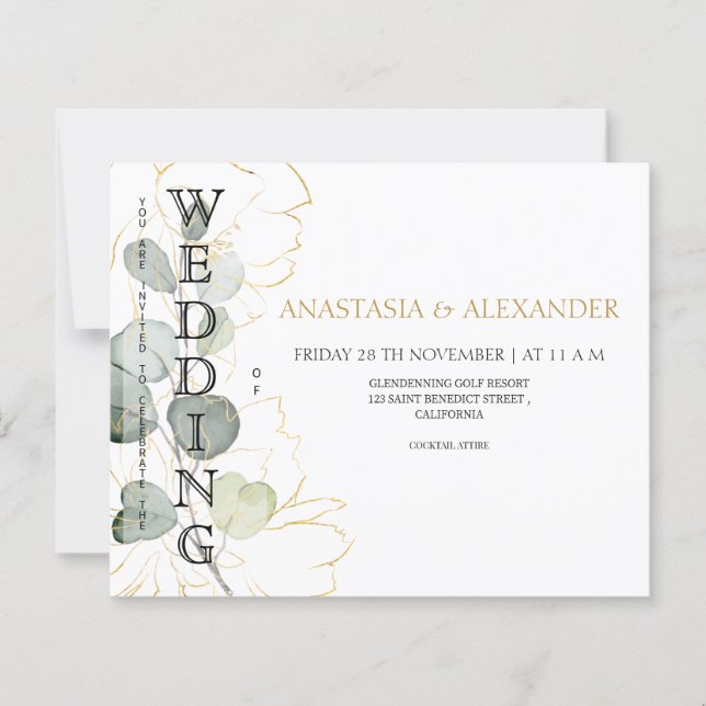 Cartes d'invitation de mariage à petit budget  (Devant)