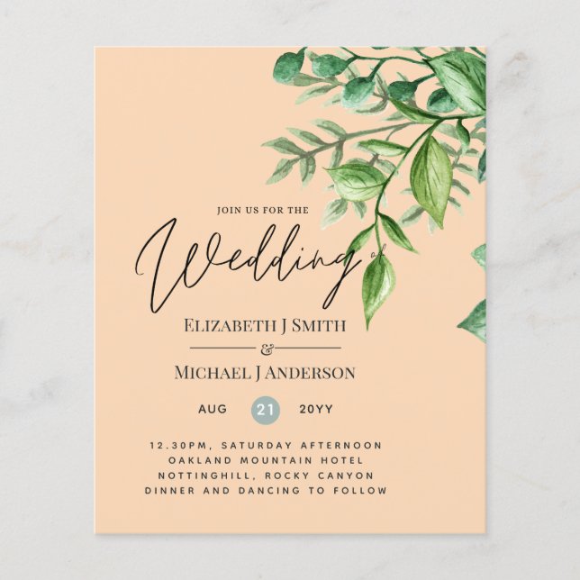 Cartes d'invitation de mariage à petit budget True (Devant)