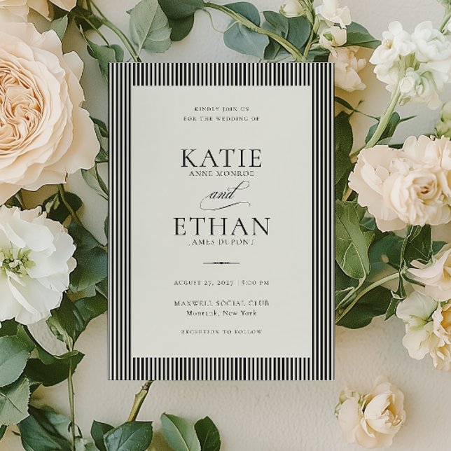 Cartes d'invitation de mariage à rayures élégantes (Créateur téléchargé)