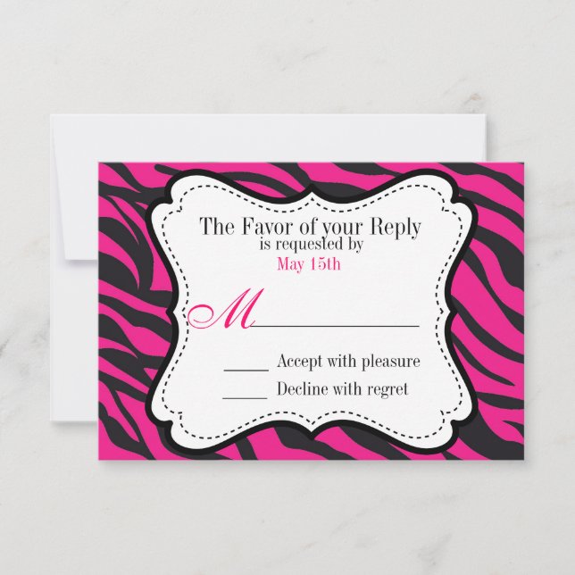 Cartes d'invitation de mariage à rayures zèbre noi (Devant)