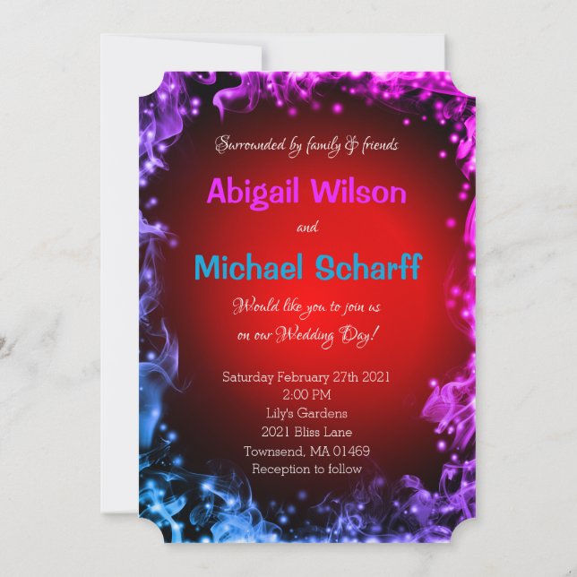 Cartes d'invitation de mariage abstraites multicol (Dos)