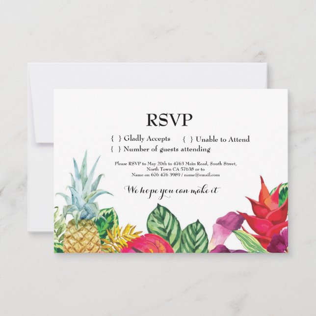 Cartes d'invitation de mariage Aloha Tropical Luau (Devant)