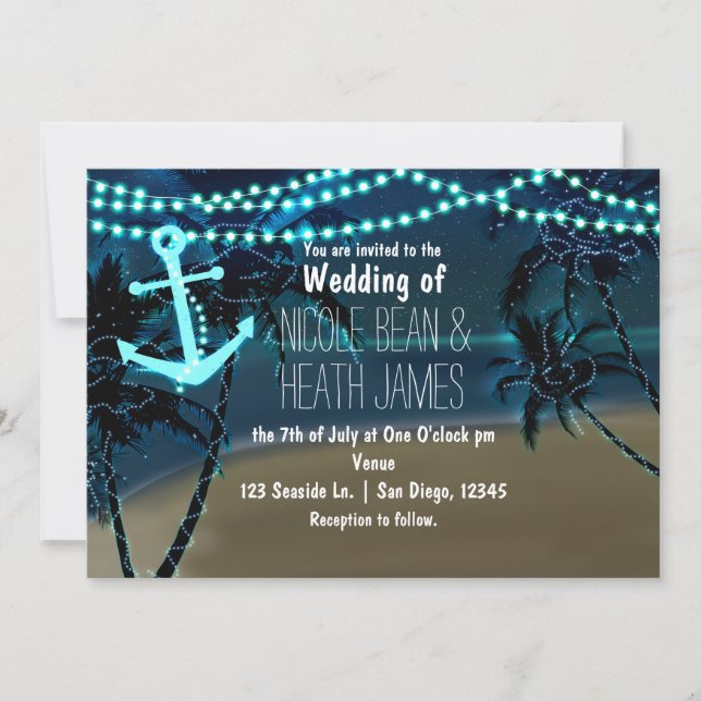 Cartes d'invitation de mariage Anchor Lights & Pal (Devant)