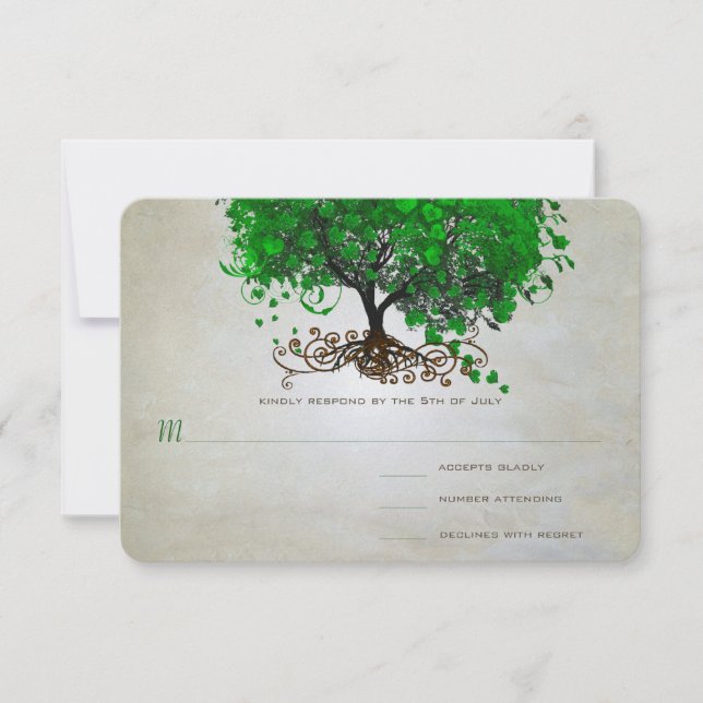 Cartes d'invitation de mariage Arbre à feuilles de (Devant)