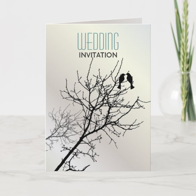 Cartes d'invitation de mariage arbre blanc Modern  (Devant)