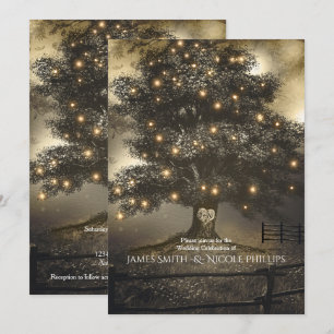 Cartes d'invitation de mariage Arbre vintage et lu