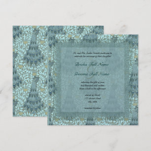Cartes d'invitation de mariage Art Nouveau Paon